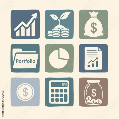 Business Finance Icons and Symbols.