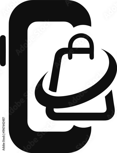 Online shopping mobile app ecommerce minimal silhouette vector isolated transparent background digital retail concept clean outline illustration