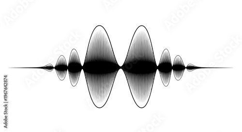 Abstract Sound Waveform Visualization on White Background