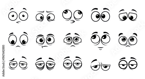 Cartoon Eyes Expressing Various Emotions - Surprise, Confusion, Sadness, Sleepiness