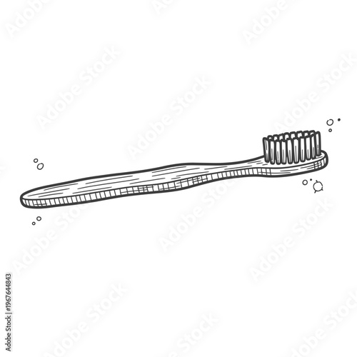 Eco-Friendly Bamboo Toothbrush Hand-Drawn Sketch - Sustainable Dental Hygiene Illustration