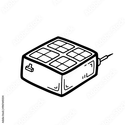 Hand-Drawn Isometric MIDI Controller and Drum Sampler Line Art Illustration