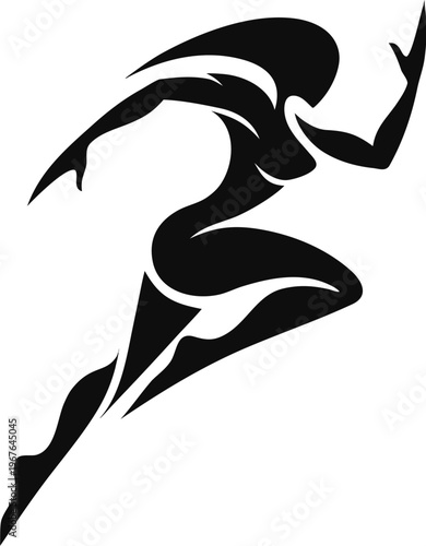 Athletic woman running fitness lifestyle minimal silhouette vector isolated transparent background sport motivation healthy living clean outline illustration