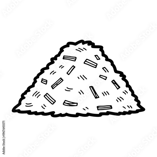 Minimalist Line Art Drawing of a Pile of Sawdust or Wood Shavings