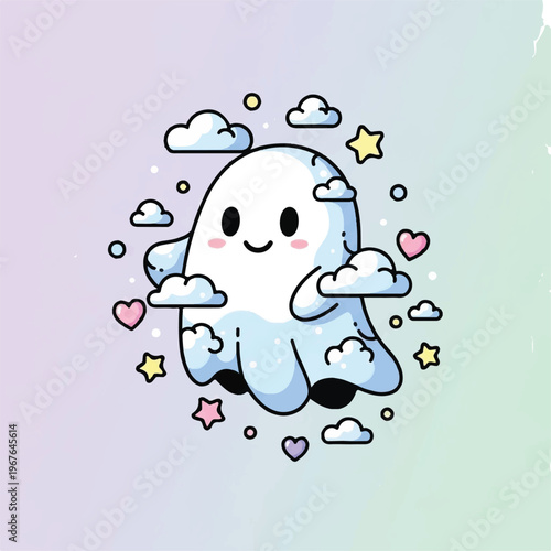 Cute Cartoon Octopus with Smiling Face.