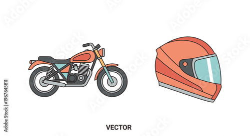 Motorcycle and Riding Helmet Set.