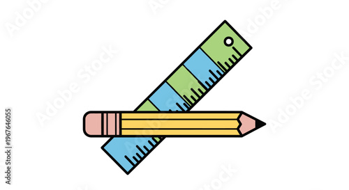 Colorful pencil and ruler stationery.