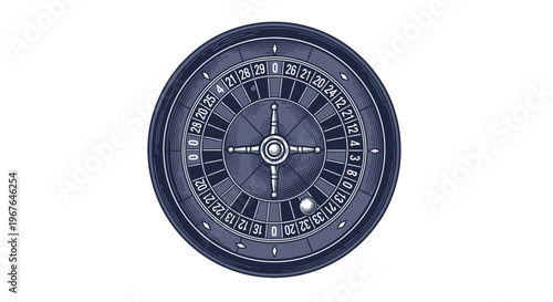 Vintage Roulette Wheel Illustration, Casino Game Symbol, Gambling Concept