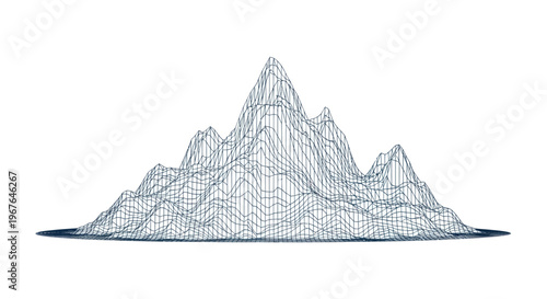 Wireframe Mountain Peak Landscape - 3D Digital Art