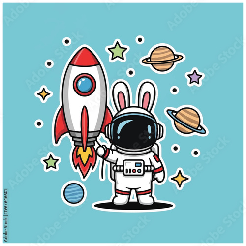 Astronaut Rabbit in Space Suit.