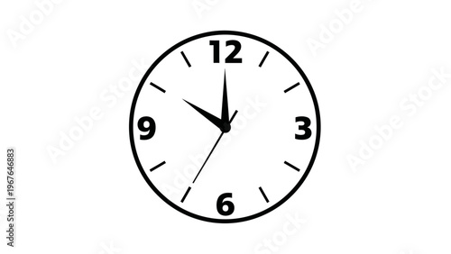 Simple Black and White Analog Clock Face.
