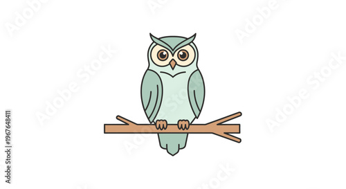 Owl Sitting on a Tree Branch.