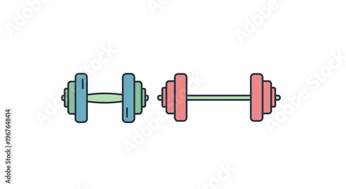 Colorful dumbbell weightlifting fitness equipment.