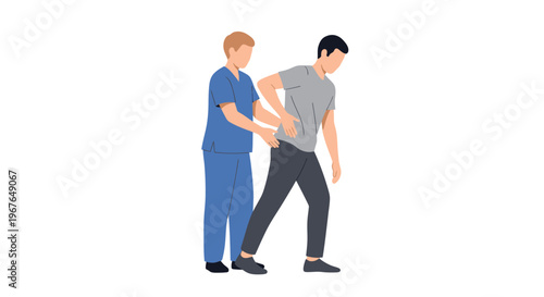 Male physical therapist helping patient with walking rehabilitation