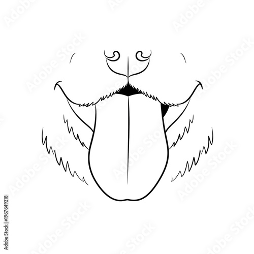 Close-up illustration of a dog's face with its tongue sticking out.