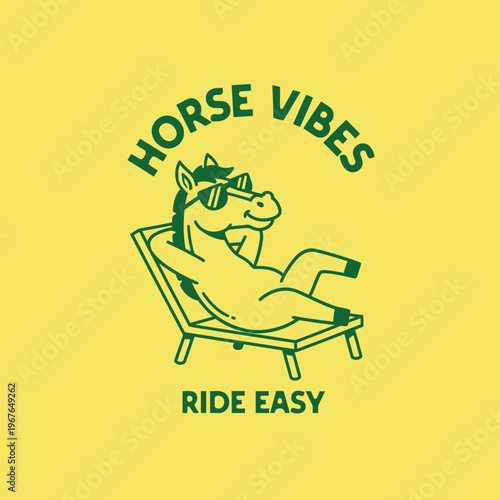 Horse Relaxing on Lounge Chair.