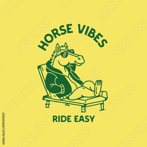 Horse Wearing Sunglasses Relaxing Outdoors.