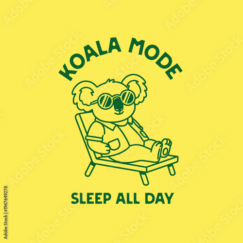 Photos Koala wearing sunglasses on chair relaxed.