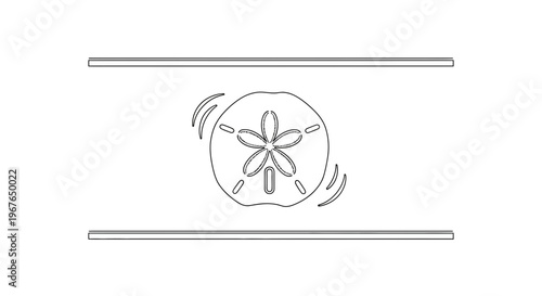 Minimalist sand dollar illustration with subtle movement indications between horizontal lines
