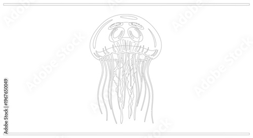 Elegant continuous line art drawing of a graceful ocean jellyfish illustration for aquatic themes