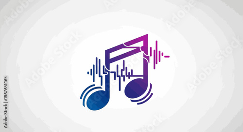 Digital music note with sound wave