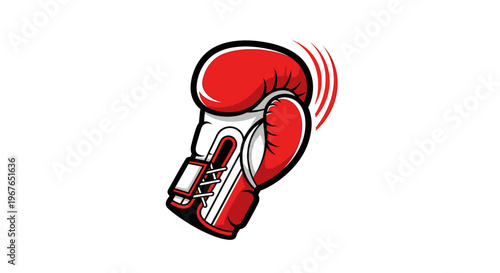 Red boxing glove in motion with motion lines