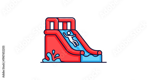 Inflatable Water Slide with Person Sliding Down