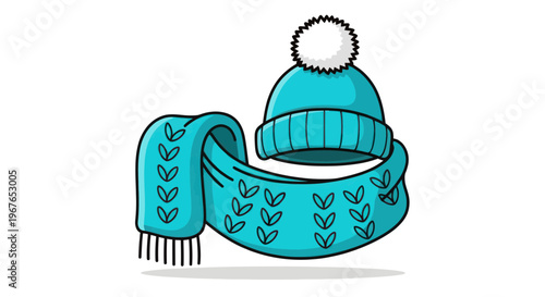 Cozy Winter Hat and Scarf Set - Blue Knitted Warm Winter Accessories