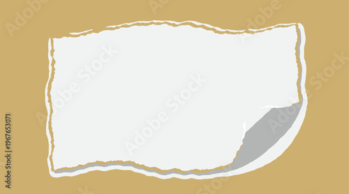 Torn ripped paper vector, white paper with jagged irregular torn edges.eps