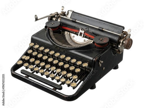 Wallpaper Mural Vintage typewriter with round keys and metal carriage on white background Torontodigital.ca