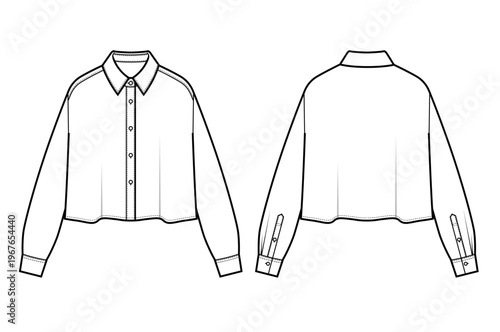 Short Sleeve Shirt Fashion Flat (Front & Back)
