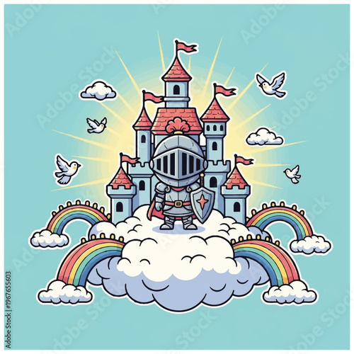 Knight in armor standing proudly forward.