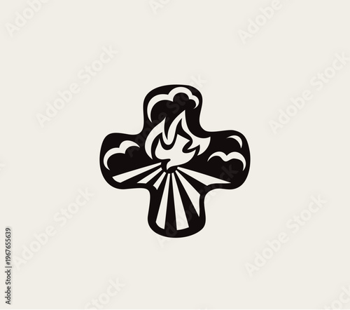 Simple Cross with Holy Spirit Symbol, art vector design