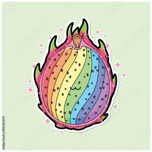 Colorful dragon fruit illustration.