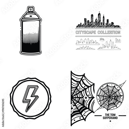 Urban street art elements vector set