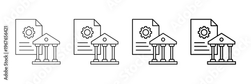 Government Services Icons Vector Set In Different Stroke Line Style