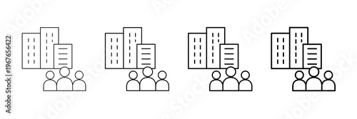 Municipal Services Icons Vector Set In Different Stroke Line Style