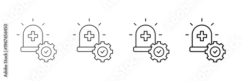 Emergency Services Icons Vector Set In Different Stroke Line Style