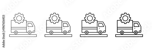 Transportation Services Icons Vector Set In Different Stroke Line Style