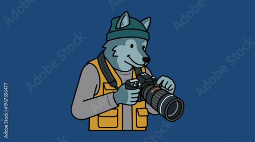 Wolf Photographer Capturing Moments with Professional Camera.
