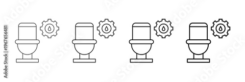 Sanitation Services Icons Vector Set In Different Stroke Line Style