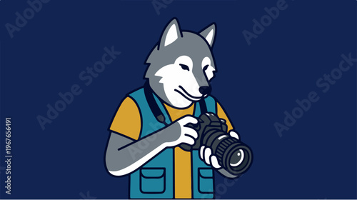 Wolf Photographer Capturing Moments with Professional Camera.