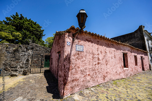Facade of house in historic quarter of Colonia del Sacramento, Uruguay