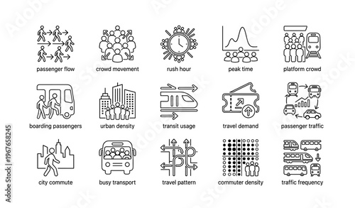 Urban transit graphics depicting passenger flow and travel patterns