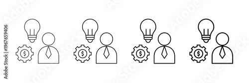 Entrepreneurship Icons Vector Set In Different Stroke Line Style