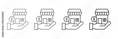Business Loan Icons Vector Set In Different Stroke Line Style