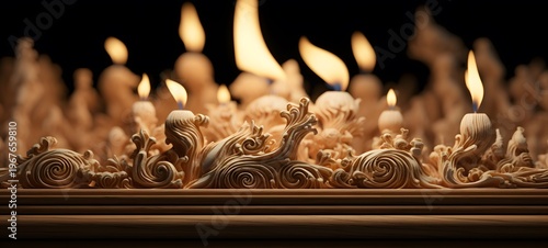 Aspidochelone shaped matchstick carving,generative AI