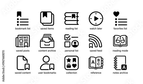 Digital content management icons for bookmarking and archiving