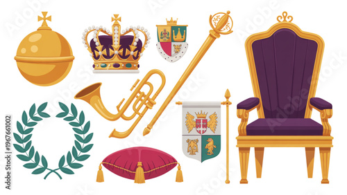 Colorful assortment of plastic children's building blocks and toys on a surface Vector