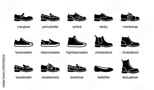 Silhouette collection of various shoe styles featuring classic and contemporary designs